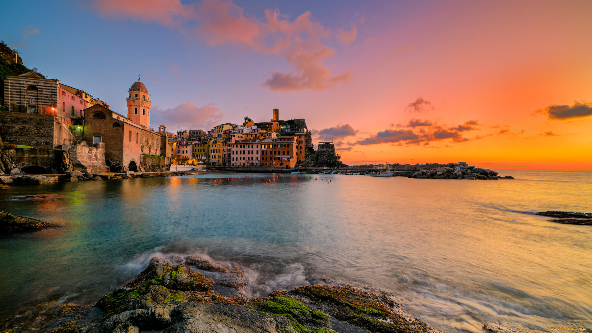 vernazza, города, -, пейзажи, побережье