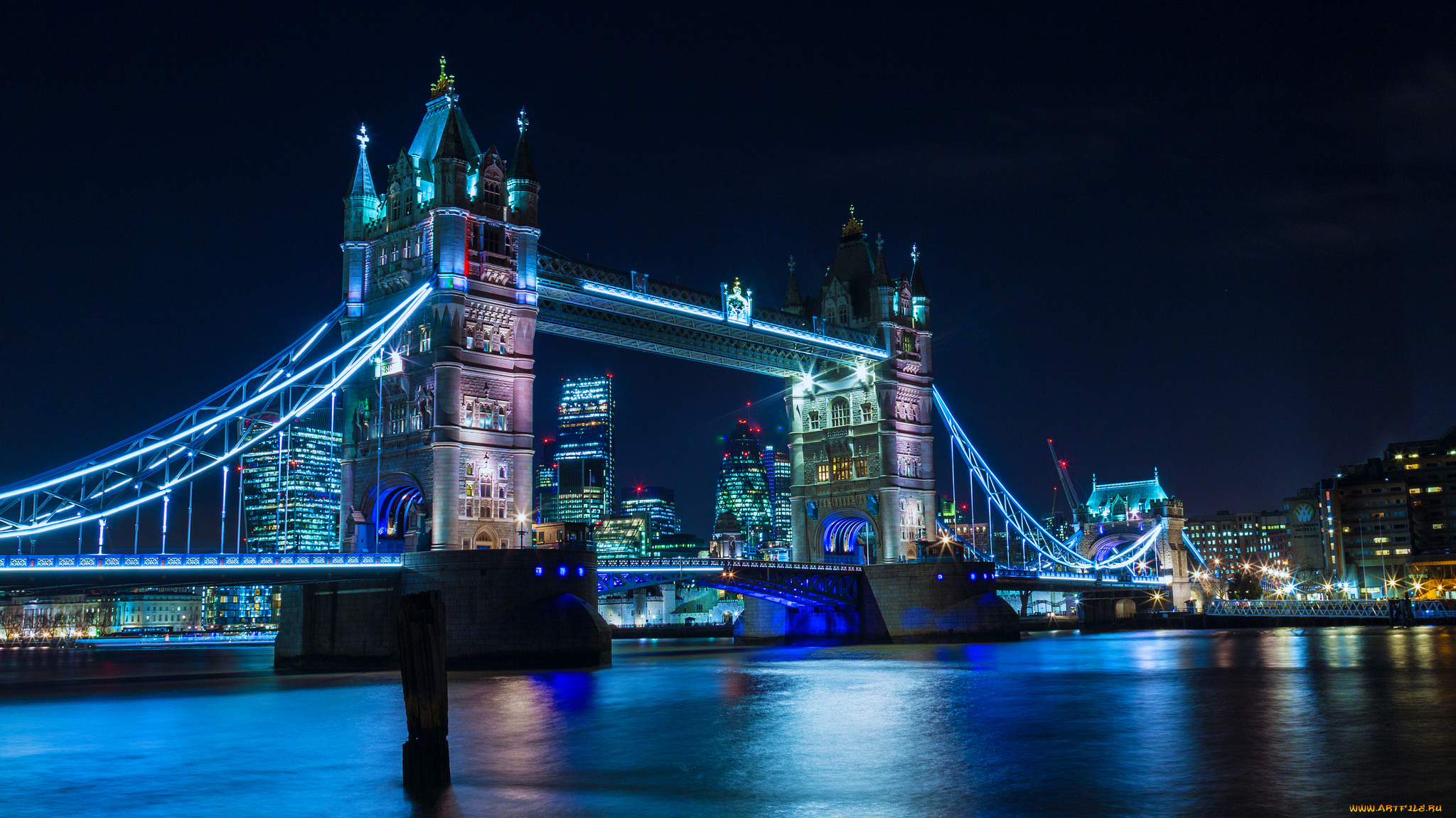 london, blues, города, лондон, , великобритания, мост, река, ночь