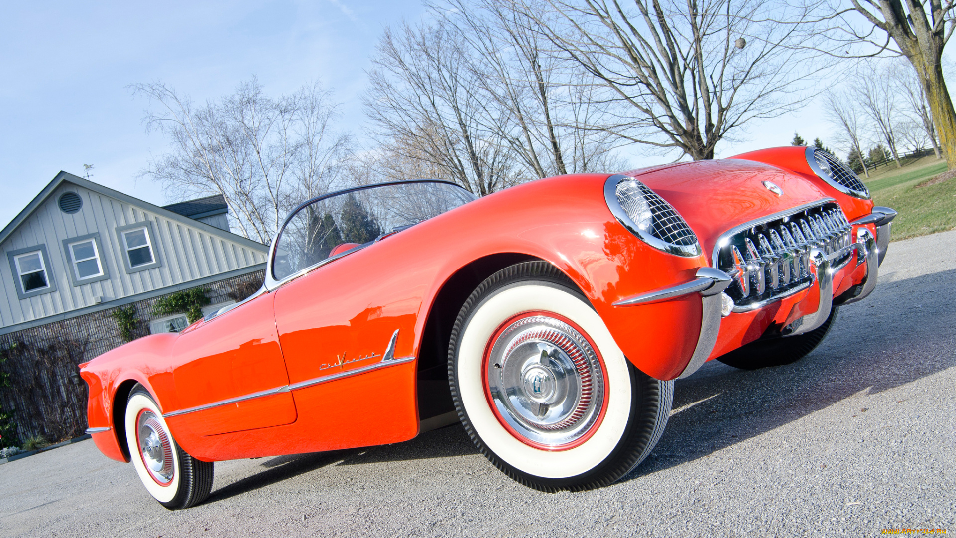 corvette, c1, 1955, автомобили, corvette, c1, 1955, оранжевый