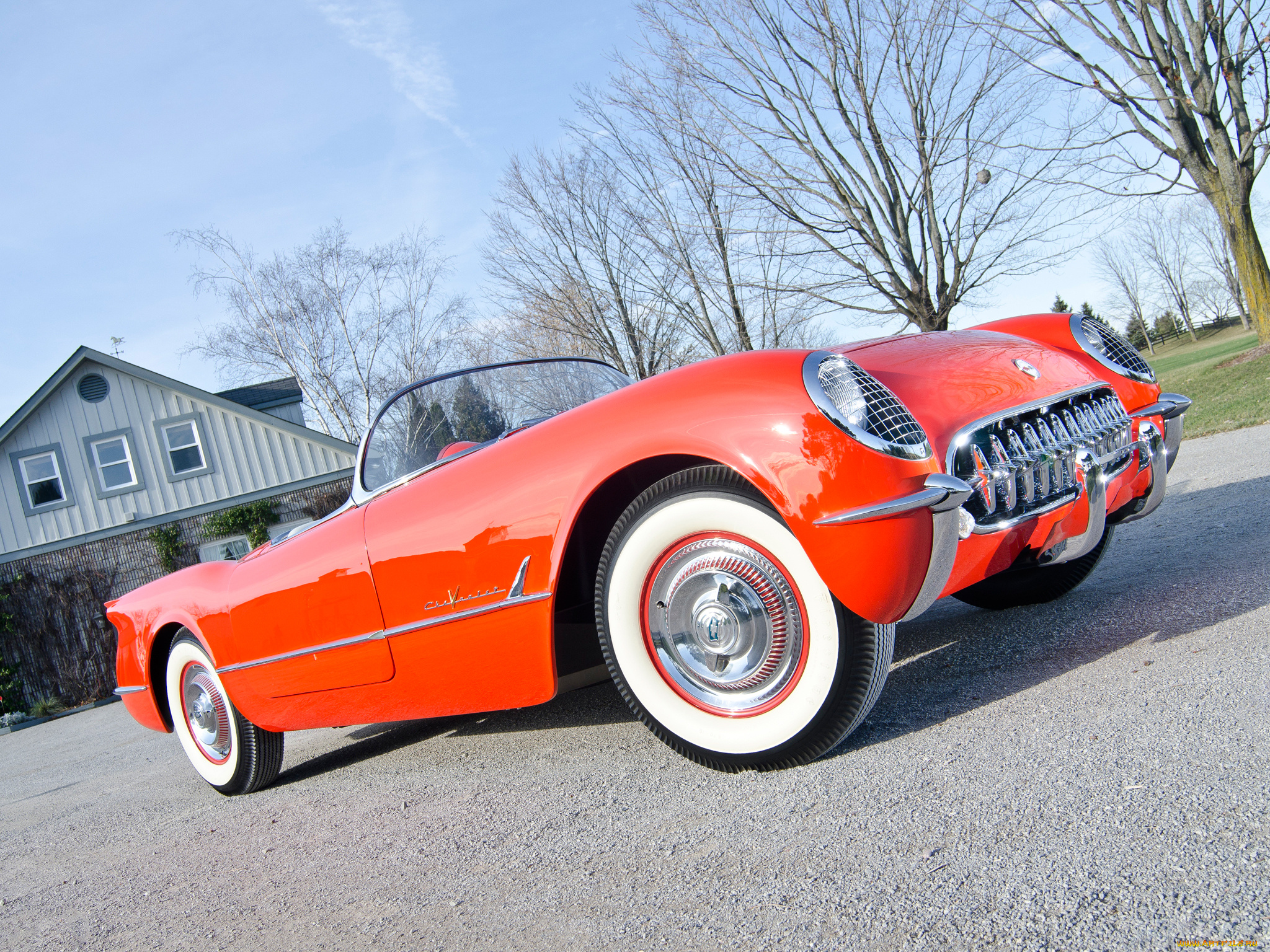 corvette, c1, 1955, автомобили, corvette, c1, 1955, оранжевый