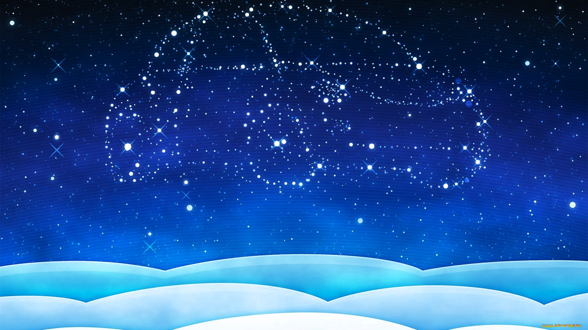 рисованное, vladstudio, снега, звезды, машина, созвездие
