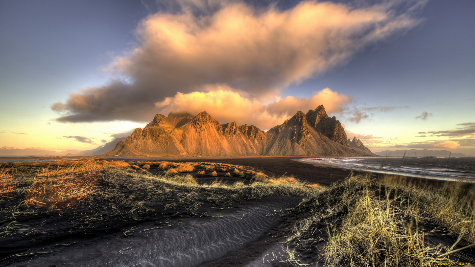 vestrahorn, mountain, iceland, природа, горы, vestrahorn, mountain