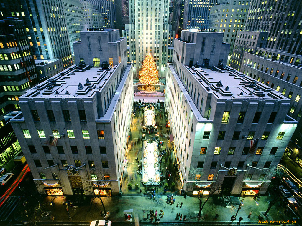 rocfeller, center, города, нью, йорк, сша