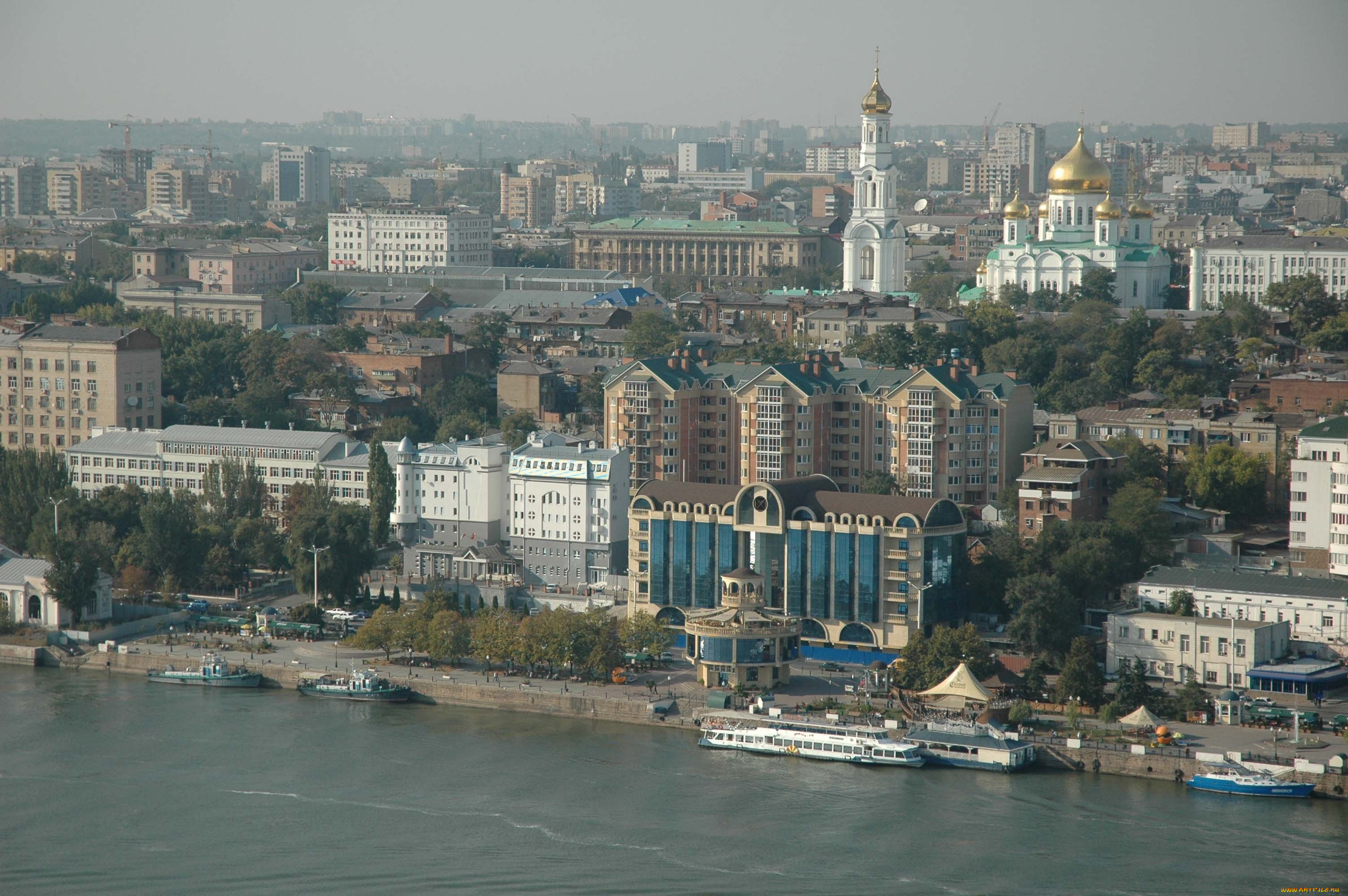 ростов, на, дону, города, панорамы, набережная, дон, собор, купола