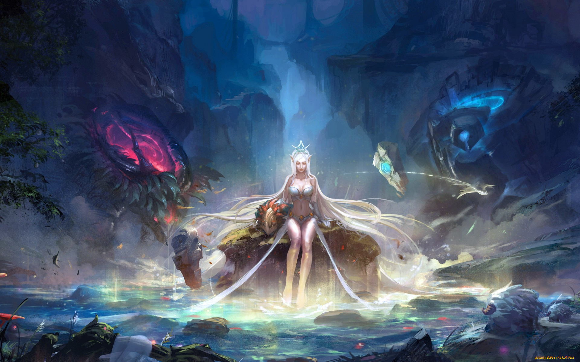 league, of, legends, фэнтези, эльфы, janna, девушка, league, of, legends, storm's, fury, магия, природа, волшебник