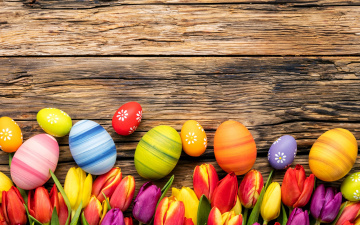 Картинка праздничные пасха весна тюльпаны цветы яйца