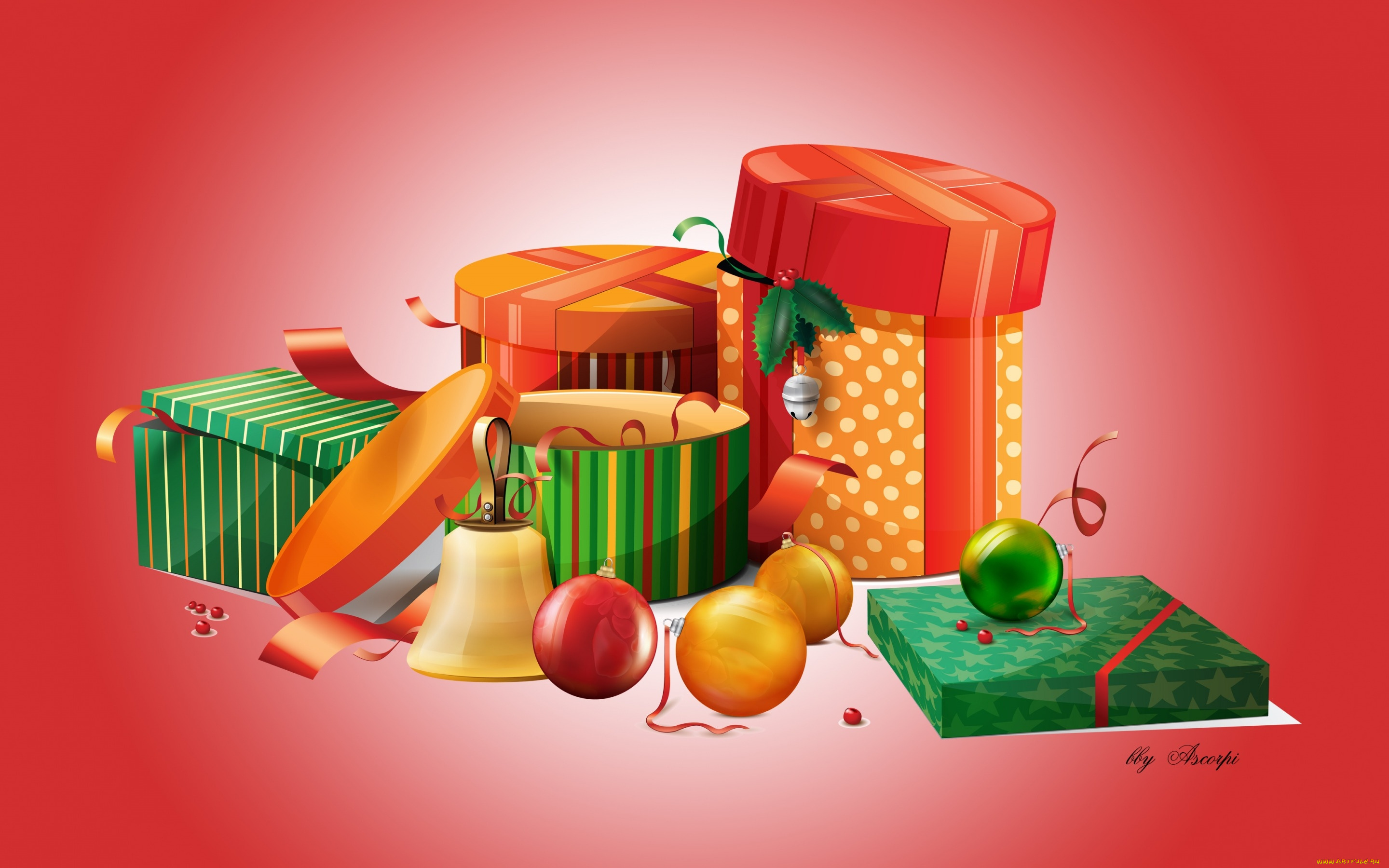 праздничные, векторная, графика, , новый, год, шары, подарки