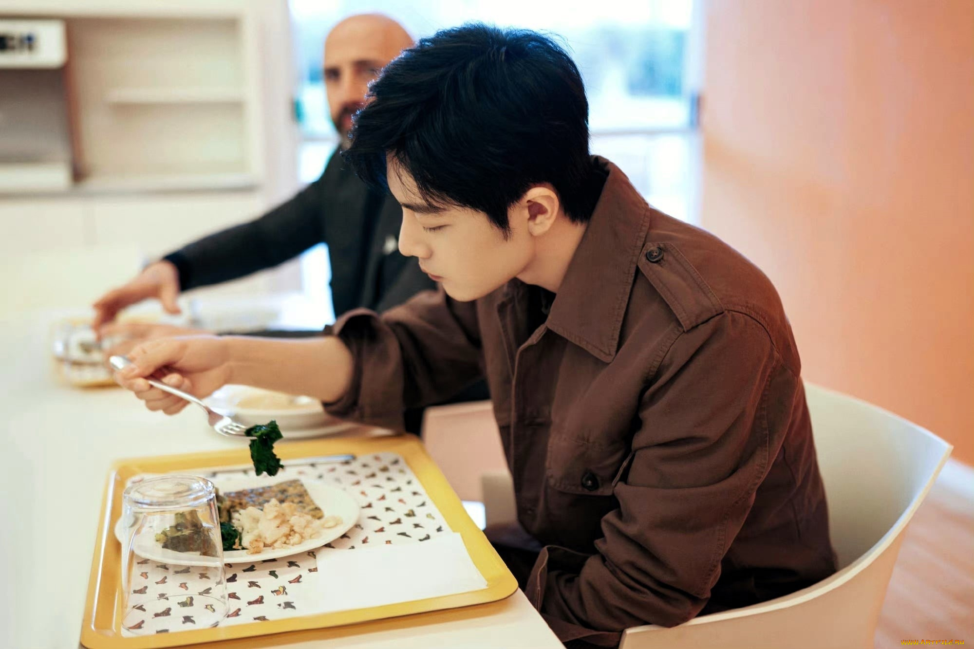 мужчины, xiao, zhan, актер, еда, кафе