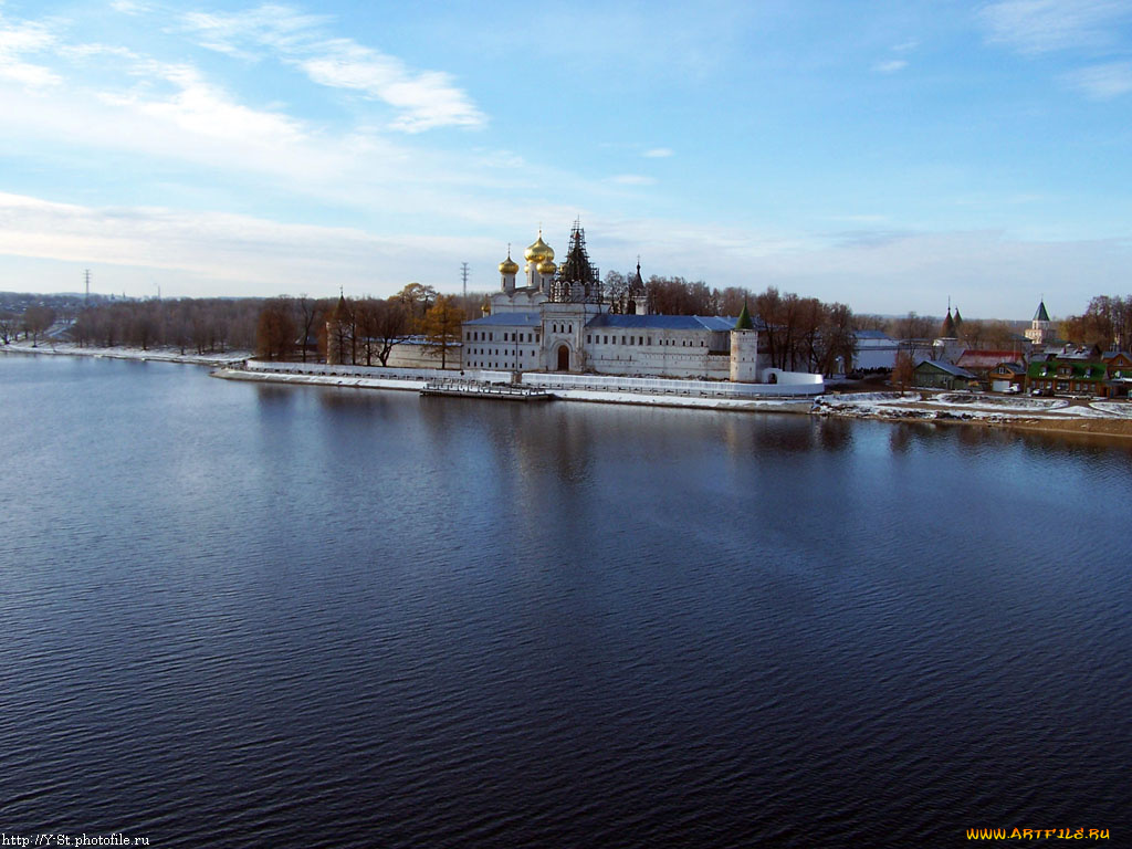 кострома, вид, на, ипатиевский, монастырь, города, православные, церкви, монастыри