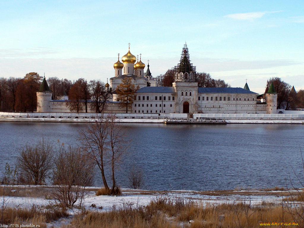 кострома, вид, на, ипатиевский, монастырь, города, православные, церкви, монастыри