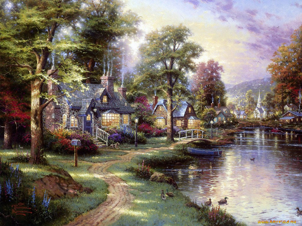 thomas, kinkade, рисованные, природа