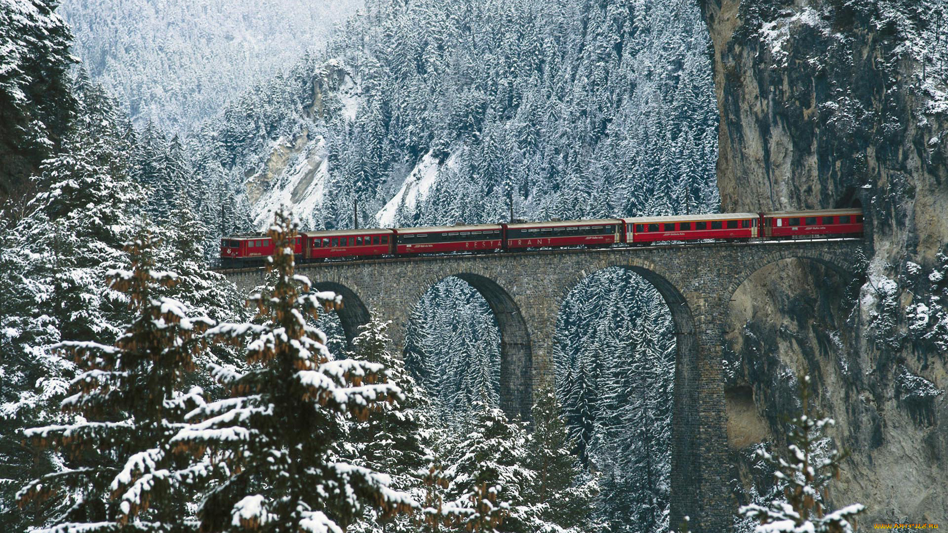 швейцария, города, мосты, мост, ущелье, поезд, горы