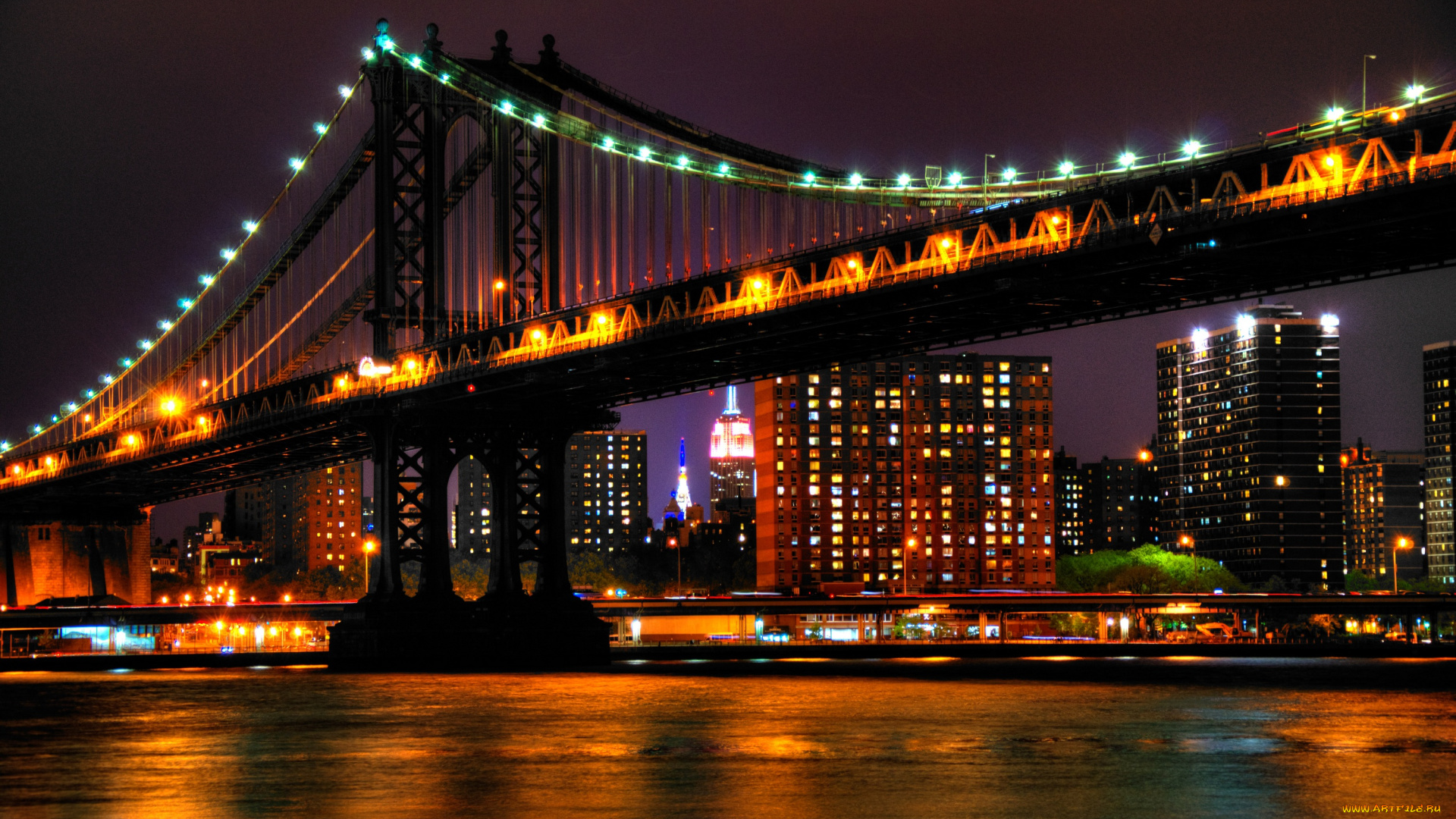 города, нью, йорк, сша, манхэттен, brooklyn, bridge