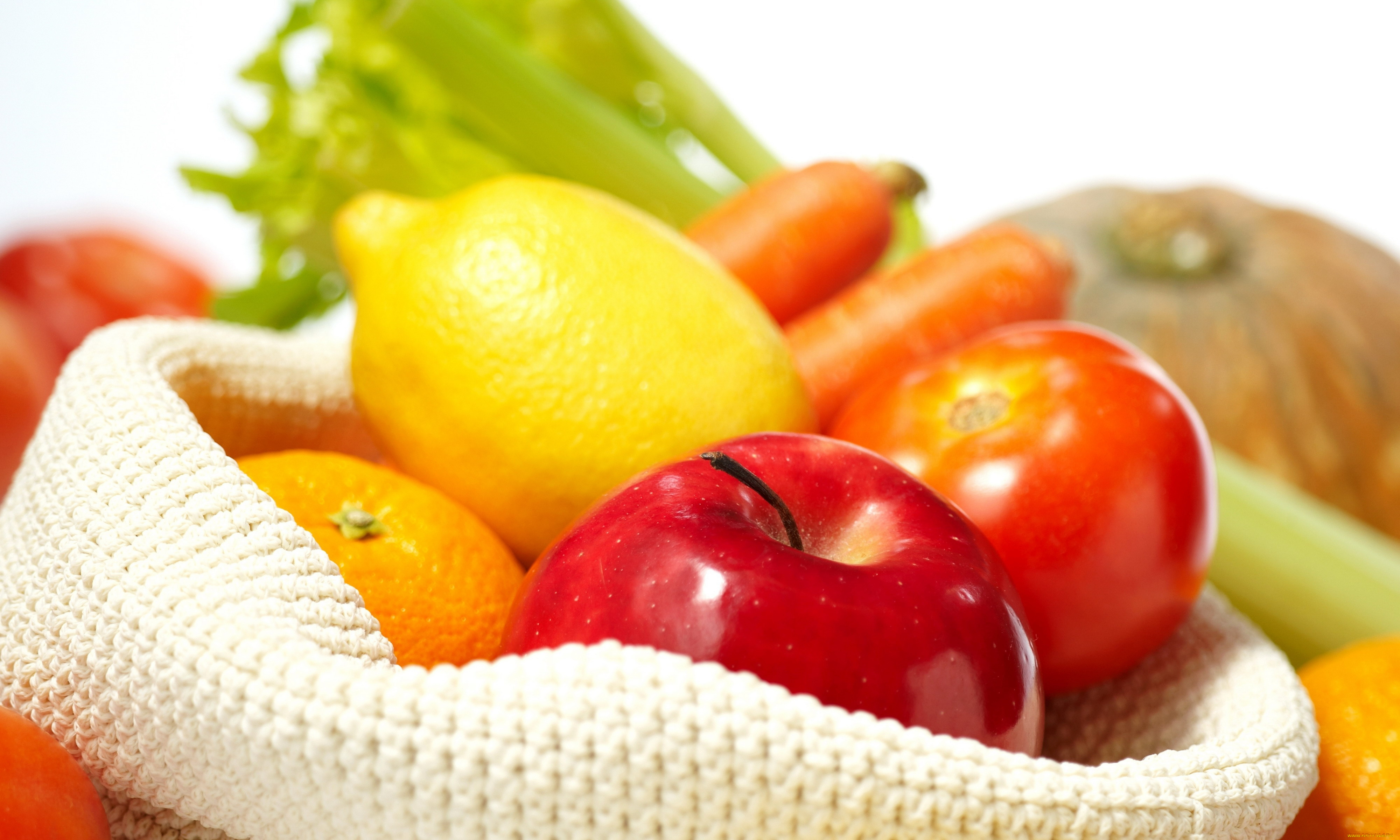 еда, фрукты, овощи, вместе, морковь, лимон, помидор, яблоко