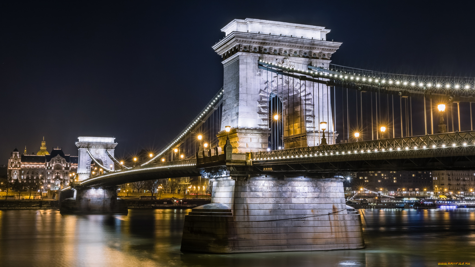 chain, bridge, -, budapest, города, будапешт, , венгрия, мост, река