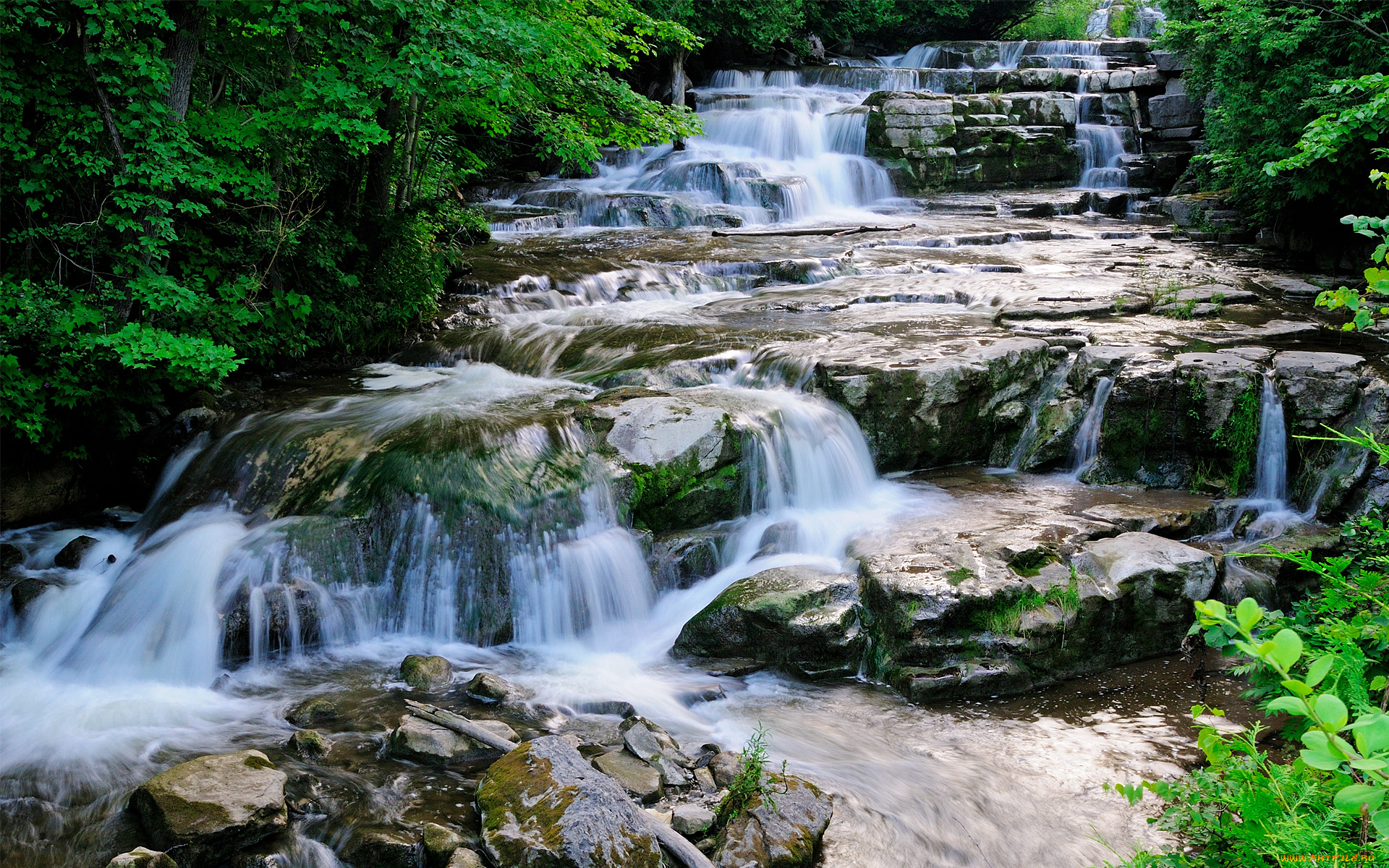 водопад, природа, водопады, река, перекаты, пейзаж