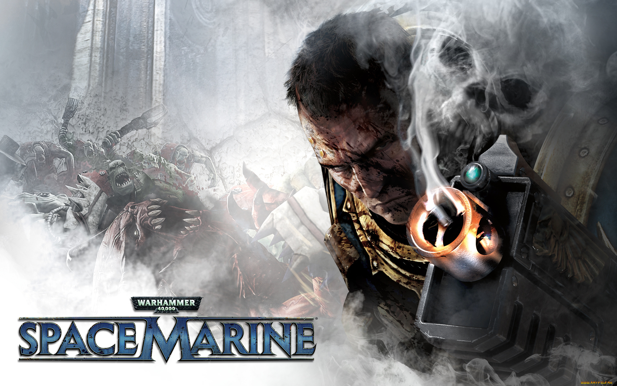warhammer, 40000, space, marine, видео, игры, 40, 000, оружие, дым