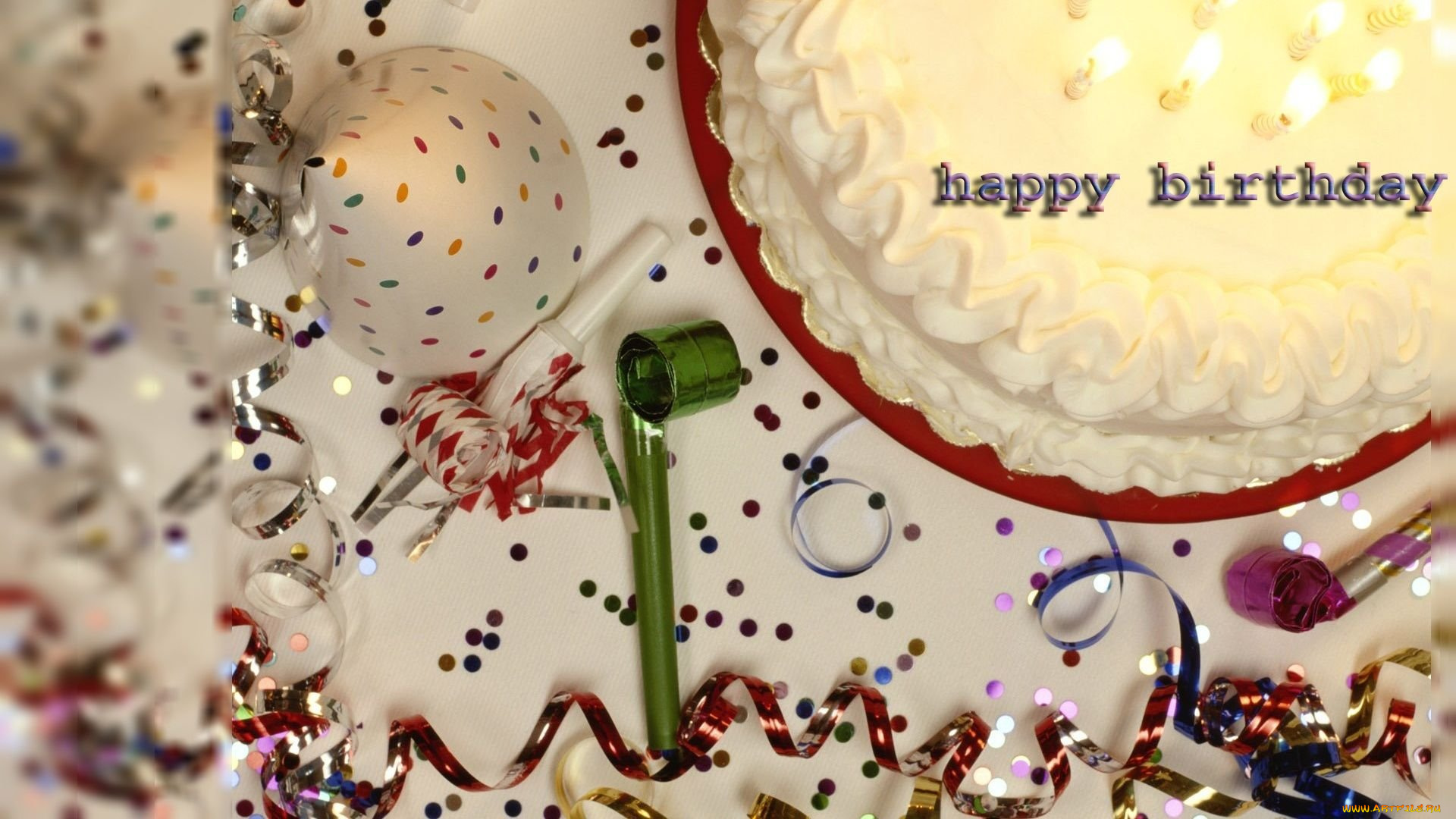 праздничные, день, рождения, торт, конфетти, колпак