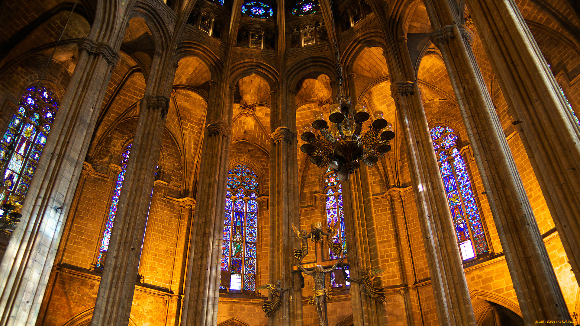 catedral, basilica, de, barcelona, интерьер, убранство, роспись, храма