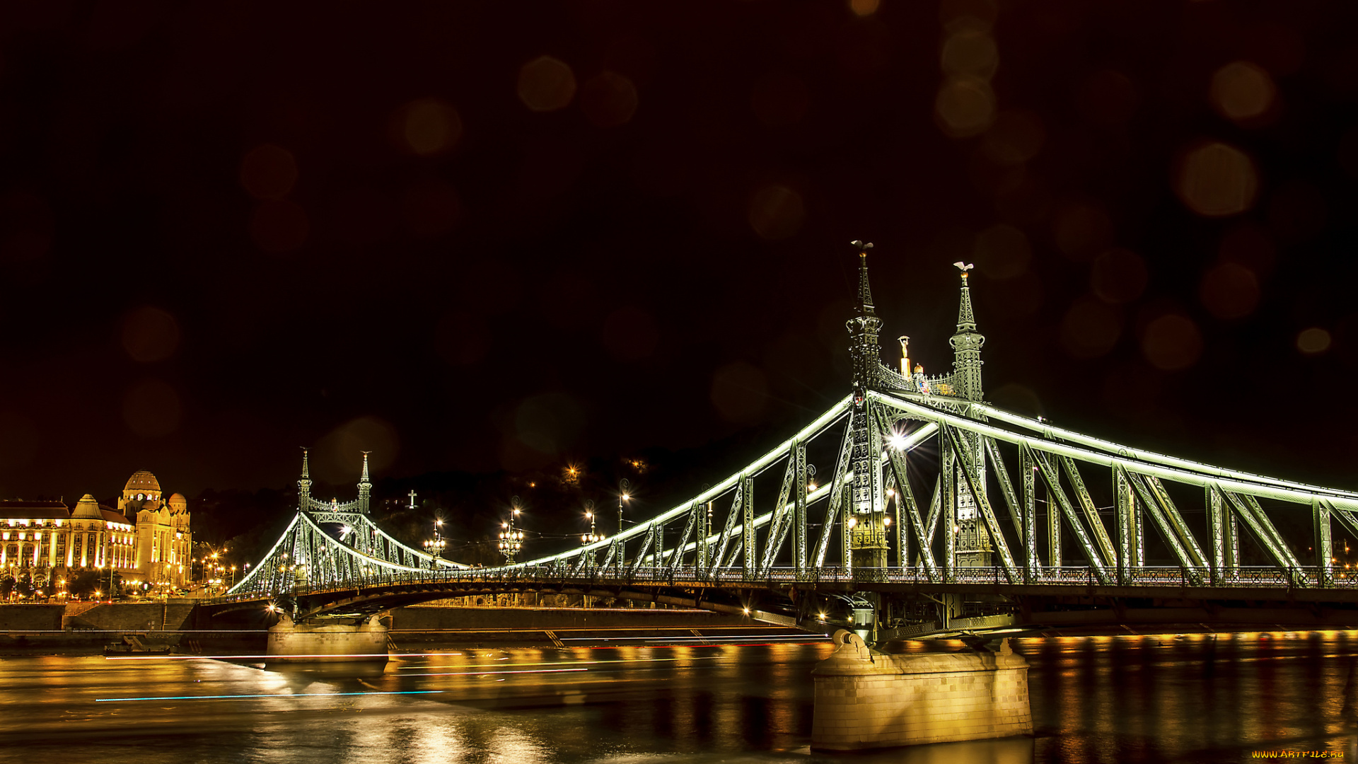 freedom, bridge, , budapest, , hungary, города, будапешт, , венгрия, ночь, мост, огни