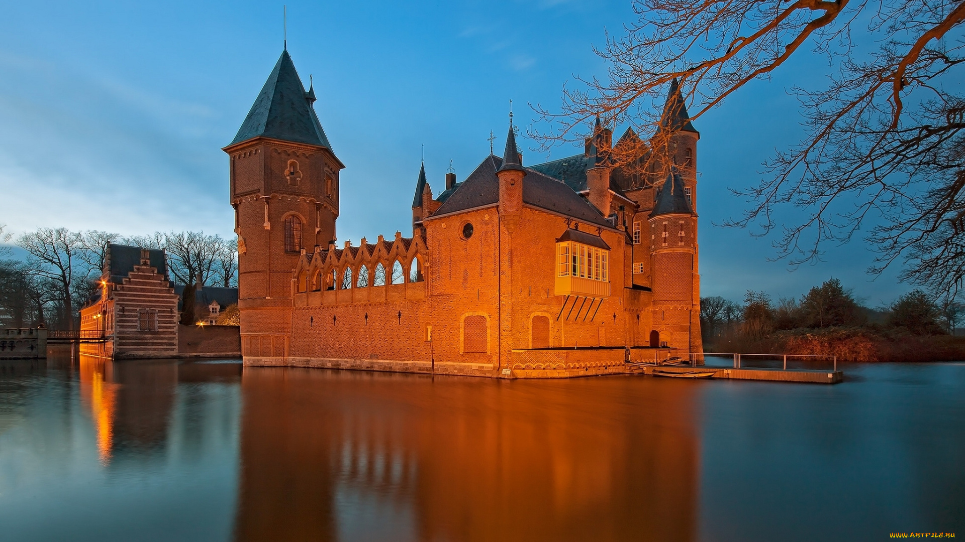 города, -, дворцы, , замки, , крепости, heeswijk, castle, netherlands, замок, хейсвик, нидерланды, ров, вода
