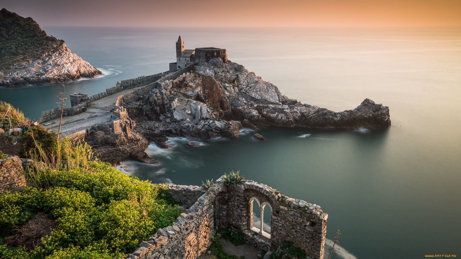 города, -, пейзажи, church, of, st, peter, porto, venere, liguria, italy, ligurian, sea, церковь, святого, петра, портовенере, лигурия, италия, лигурийское, море, скалы, побережье