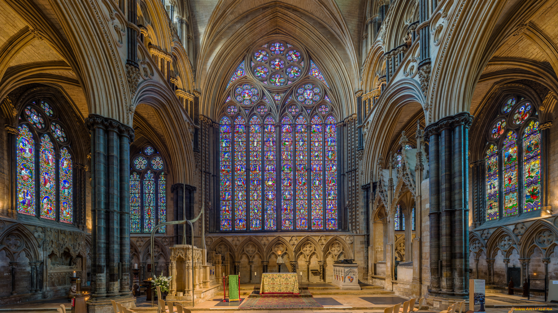 lincoln, cathedral, presbytery, интерьер, убранство, , роспись, храма, собор