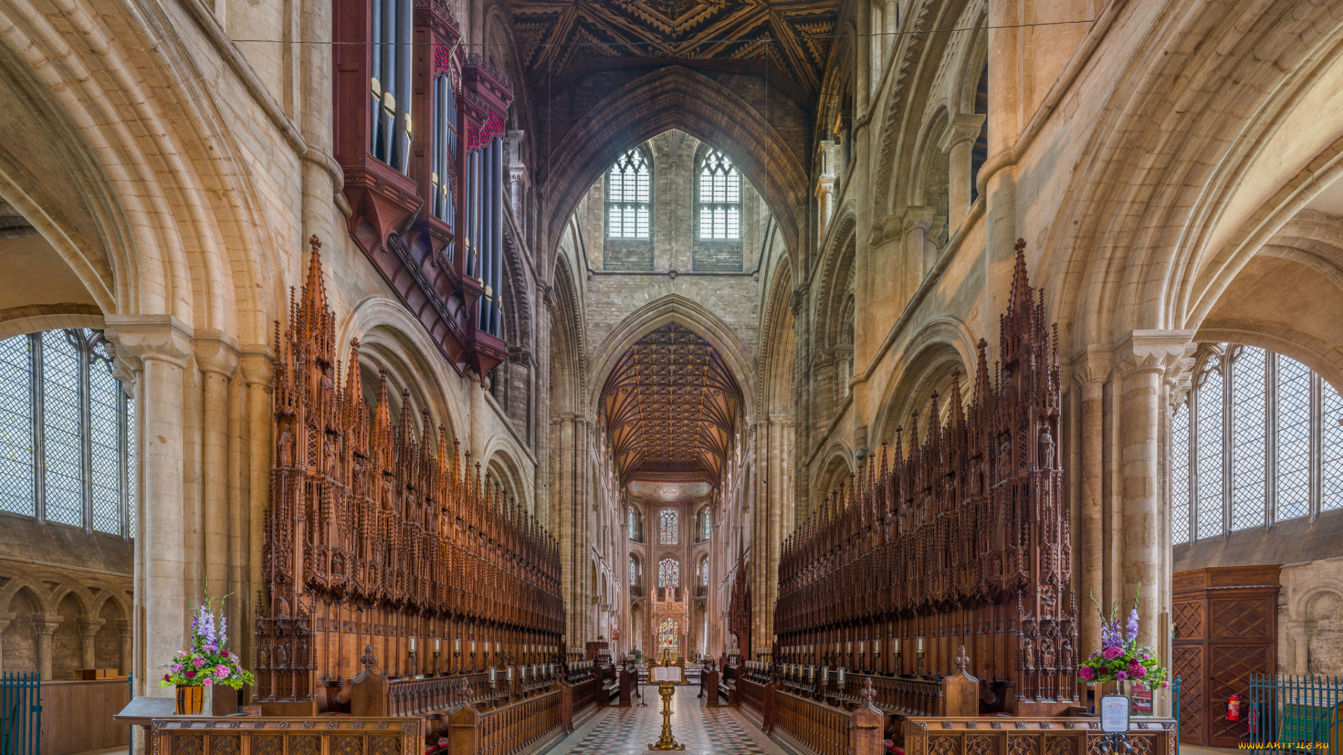 peterborough, cathedral, choir, интерьер, убранство, , роспись, храма, собор