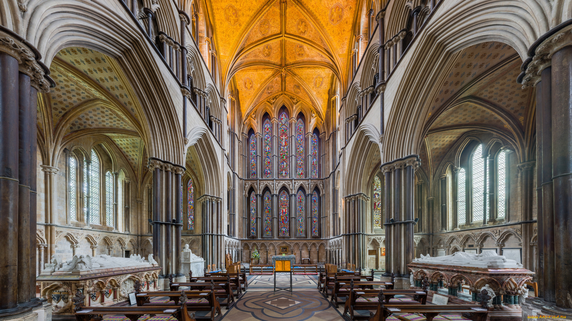 worcester, cathedral, lady, chapel, интерьер, убранство, , роспись, храма, собор