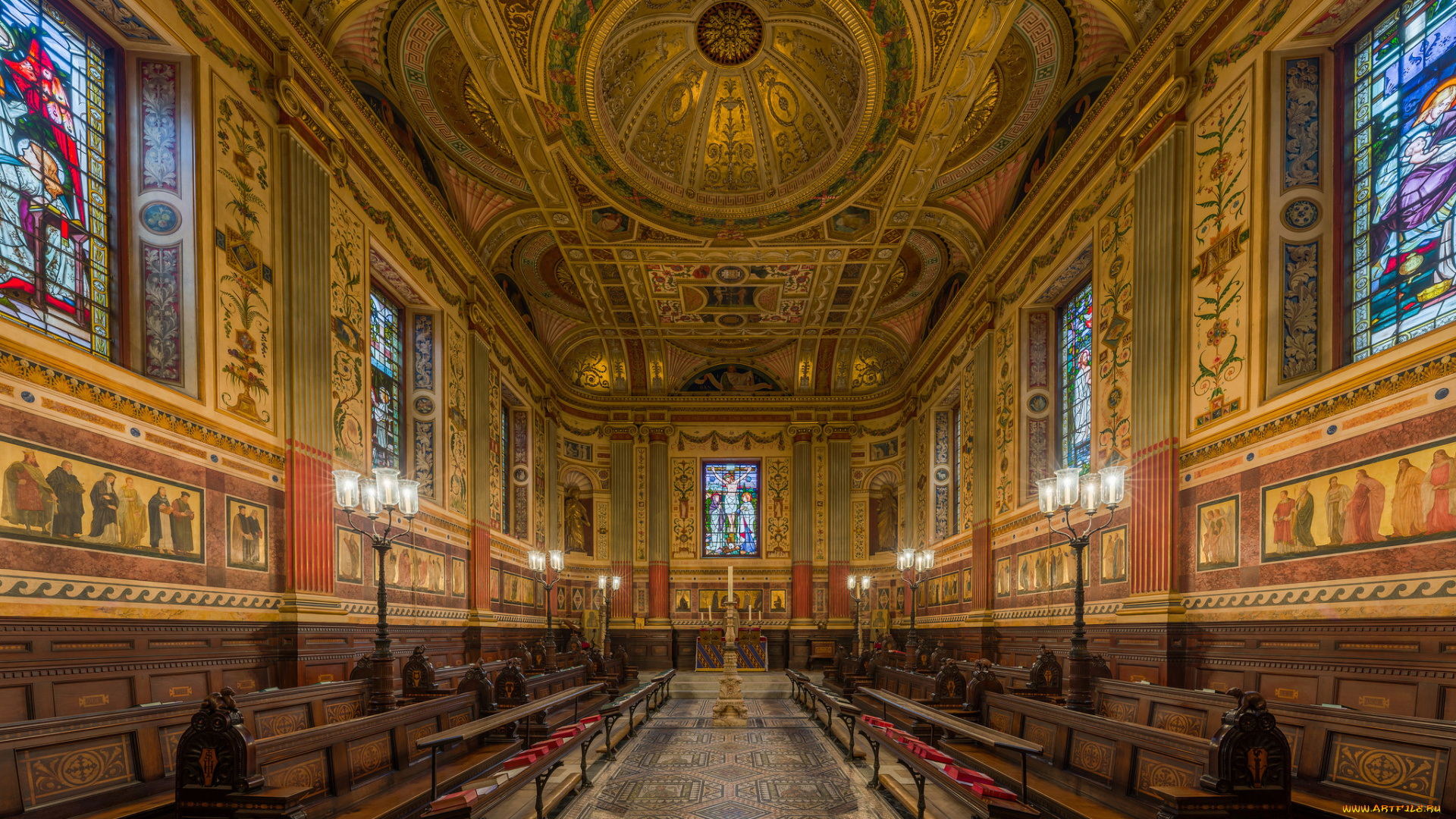 worcester, college, chapel, , oxford, интерьер, холлы, , лестницы, , корридоры, университет