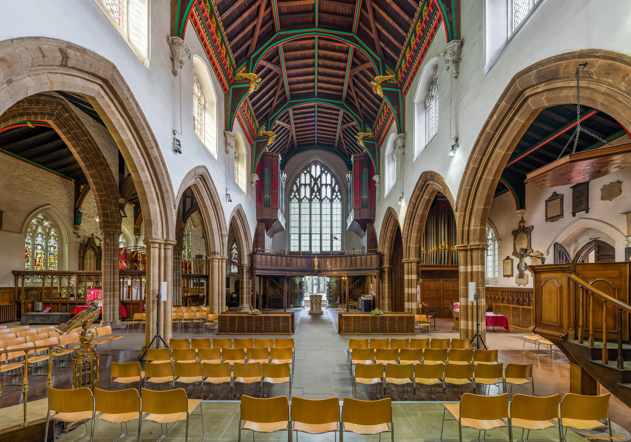 leicester, cathedral, nave, интерьер, убранство, , роспись, храма, храм