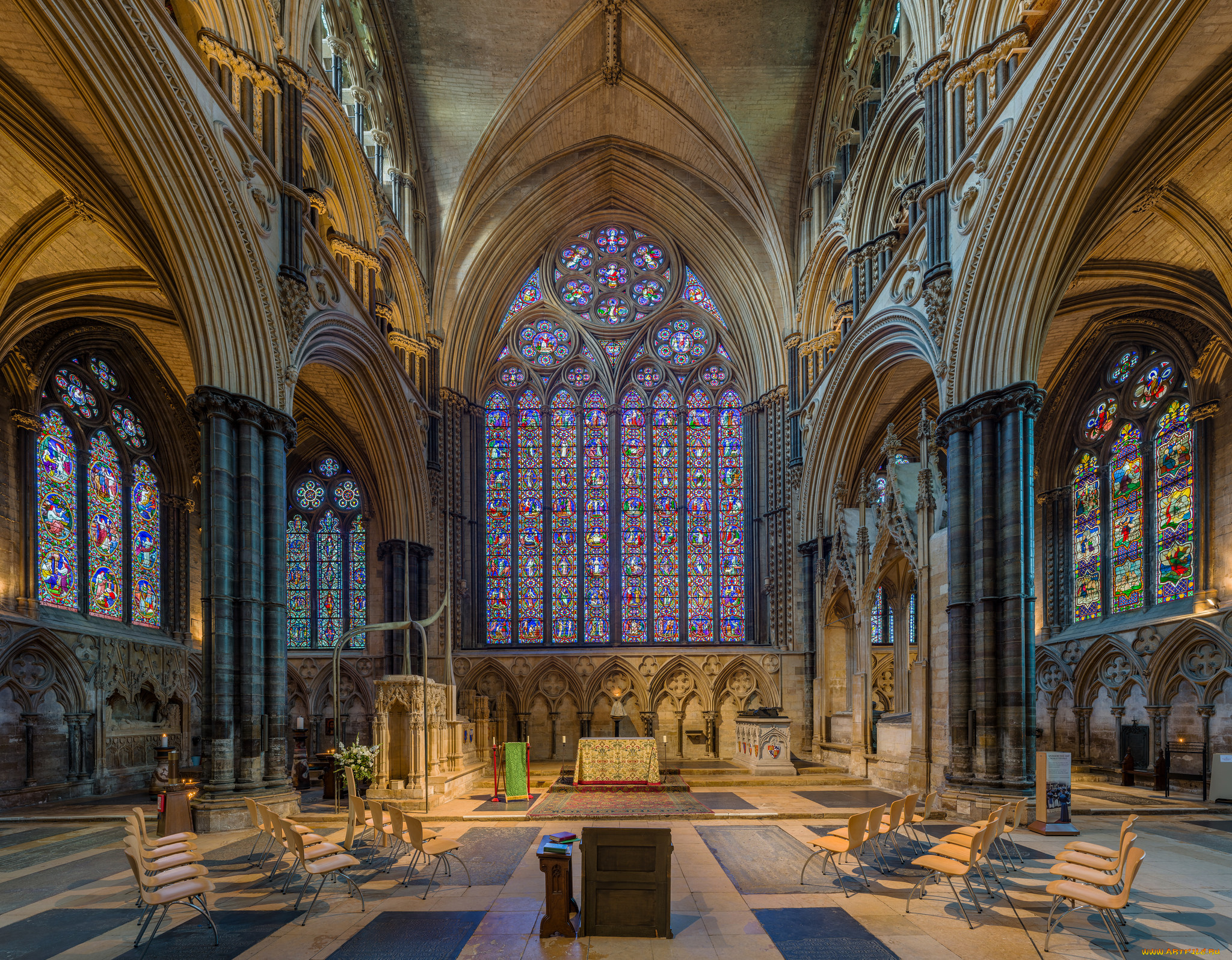 lincoln, cathedral, presbytery, интерьер, убранство, , роспись, храма, собор