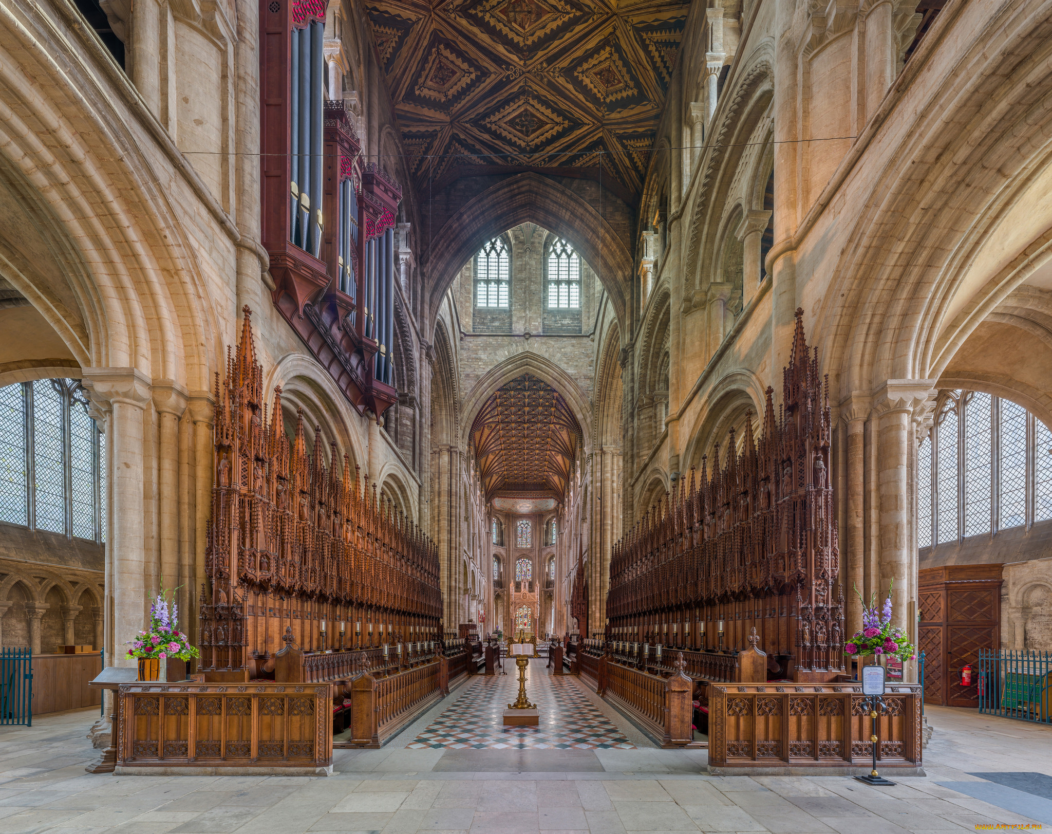 peterborough, cathedral, choir, интерьер, убранство, , роспись, храма, собор