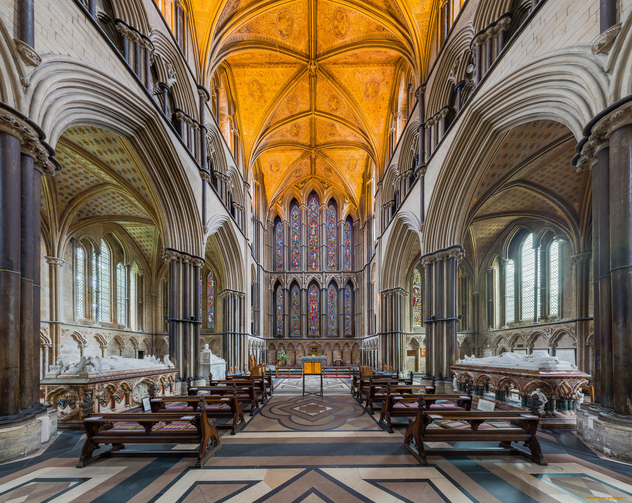 worcester, cathedral, lady, chapel, интерьер, убранство, , роспись, храма, собор