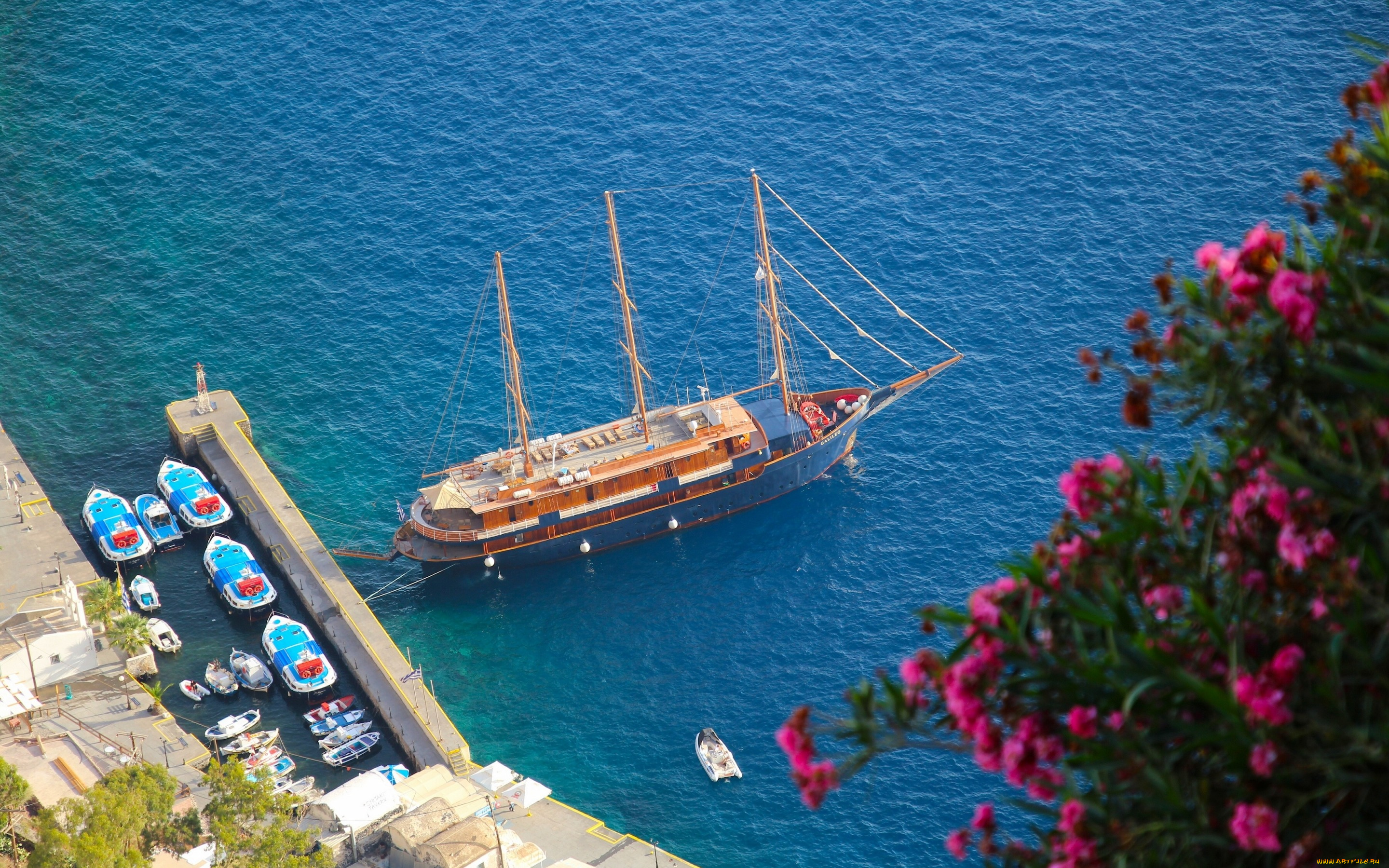 корабли, порты, , , причалы, oia, santorini, greece, aegean, sea, ия, санторини, греция, эгейское, море, яхта, лодки, причал