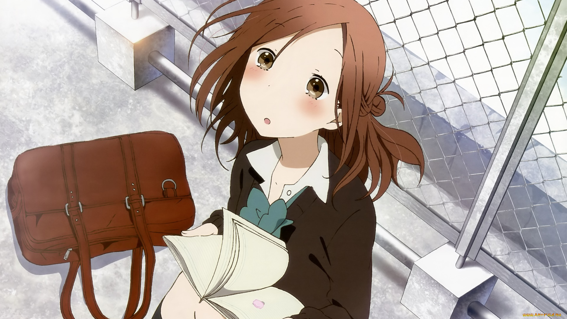 isshuukan, friends, аниме, взгляд, девушка, фон