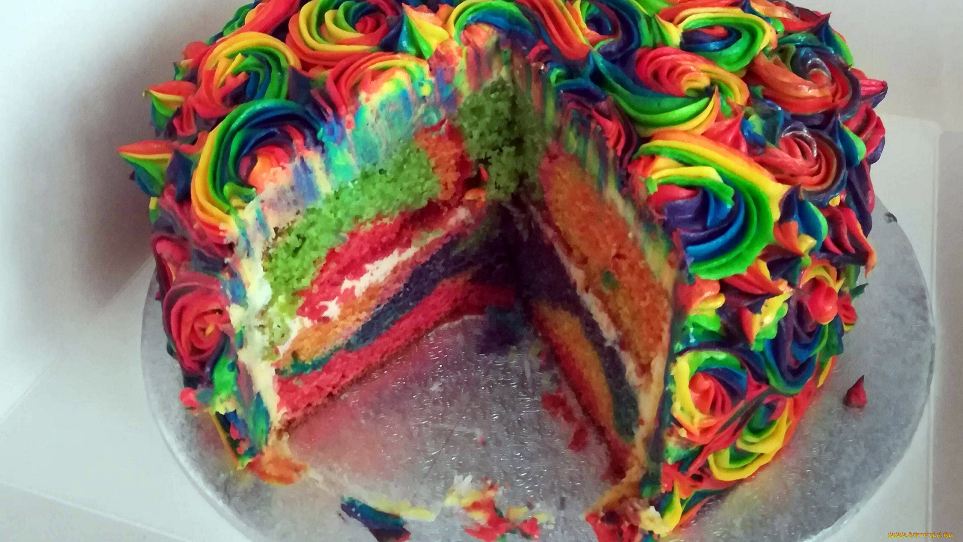 еда, торты, торт, многослойный, разноцветный