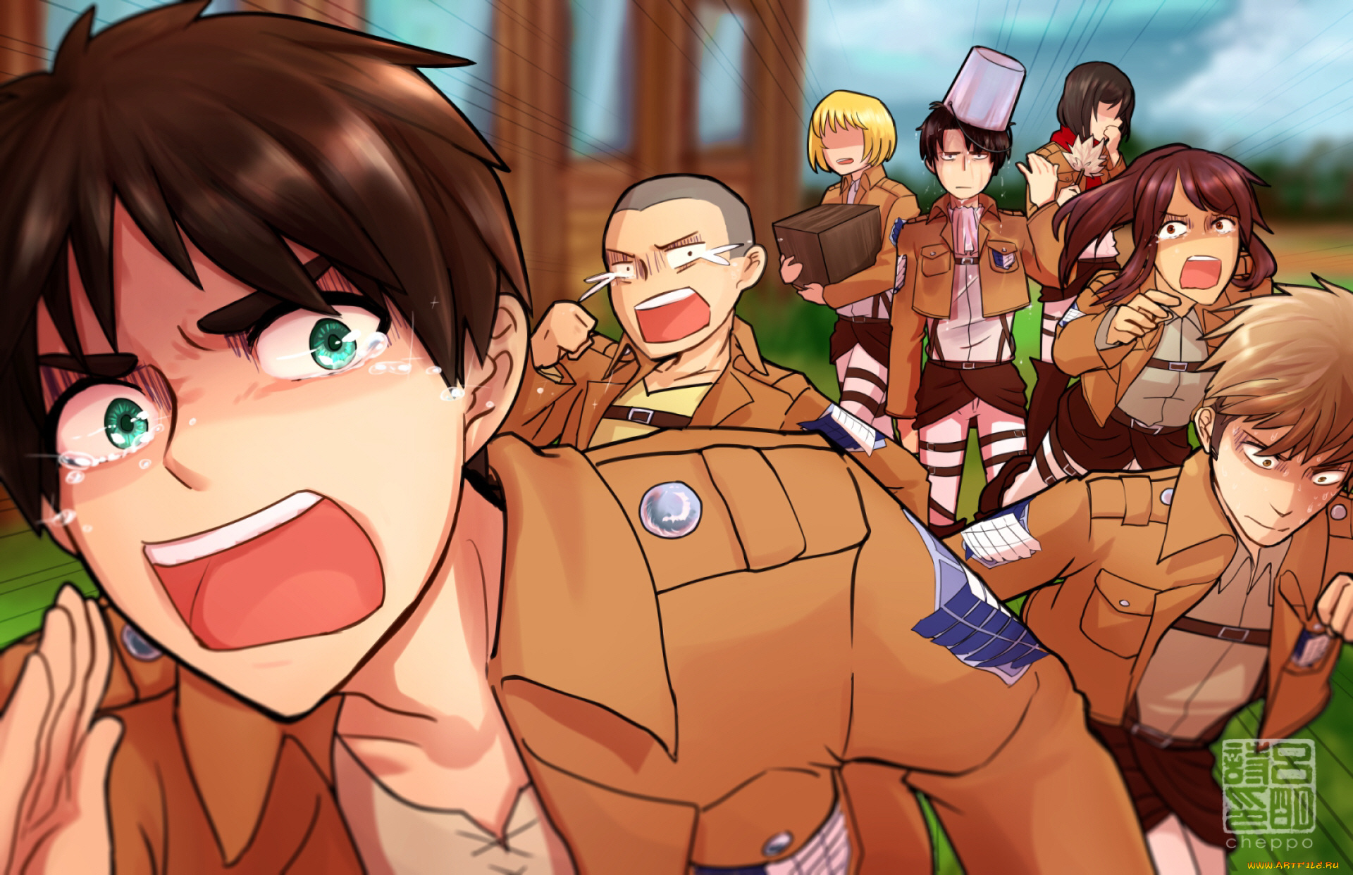 аниме, shingeki, no, kyojin, атака, титанов