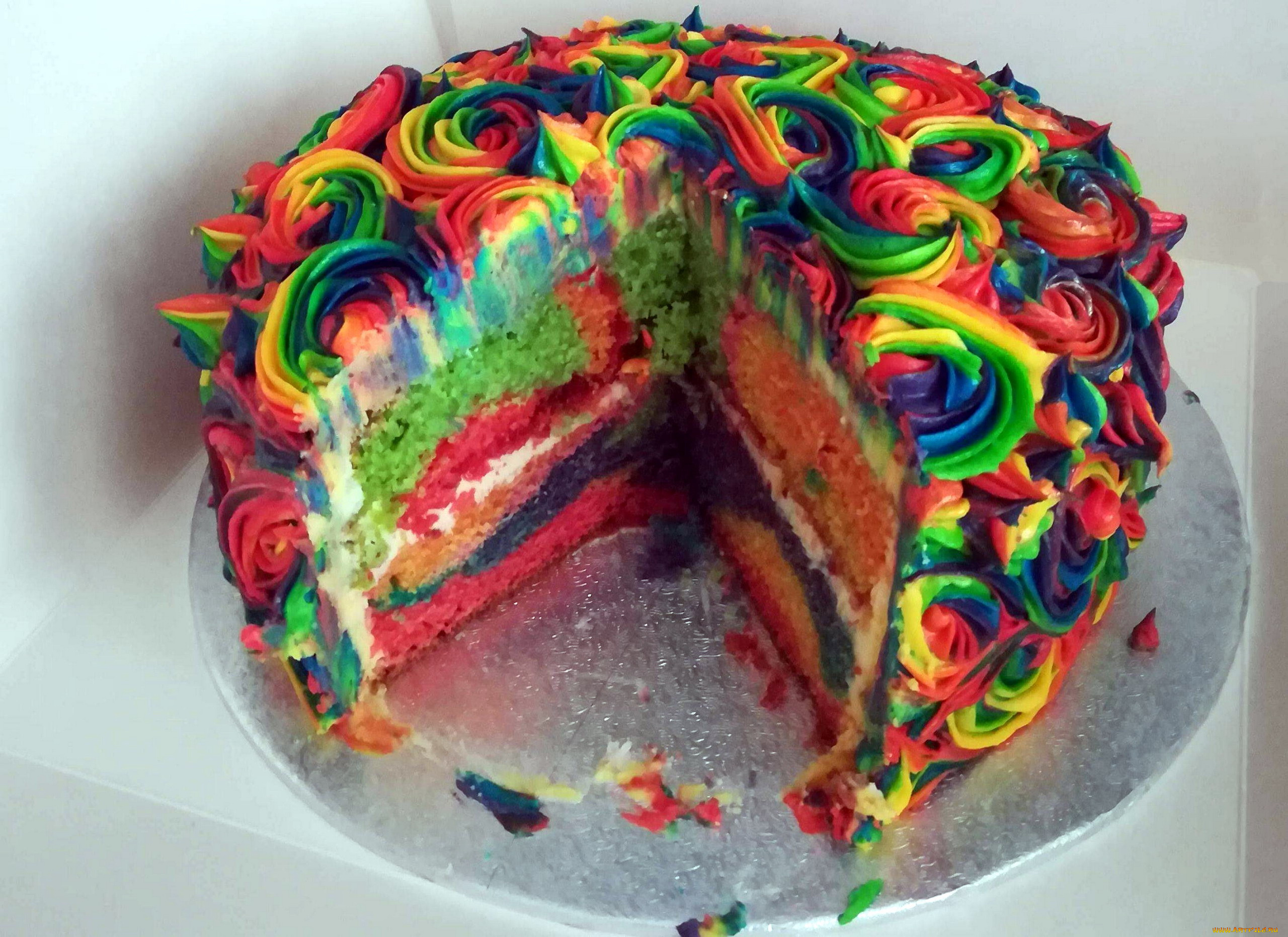 еда, торты, торт, многослойный, разноцветный