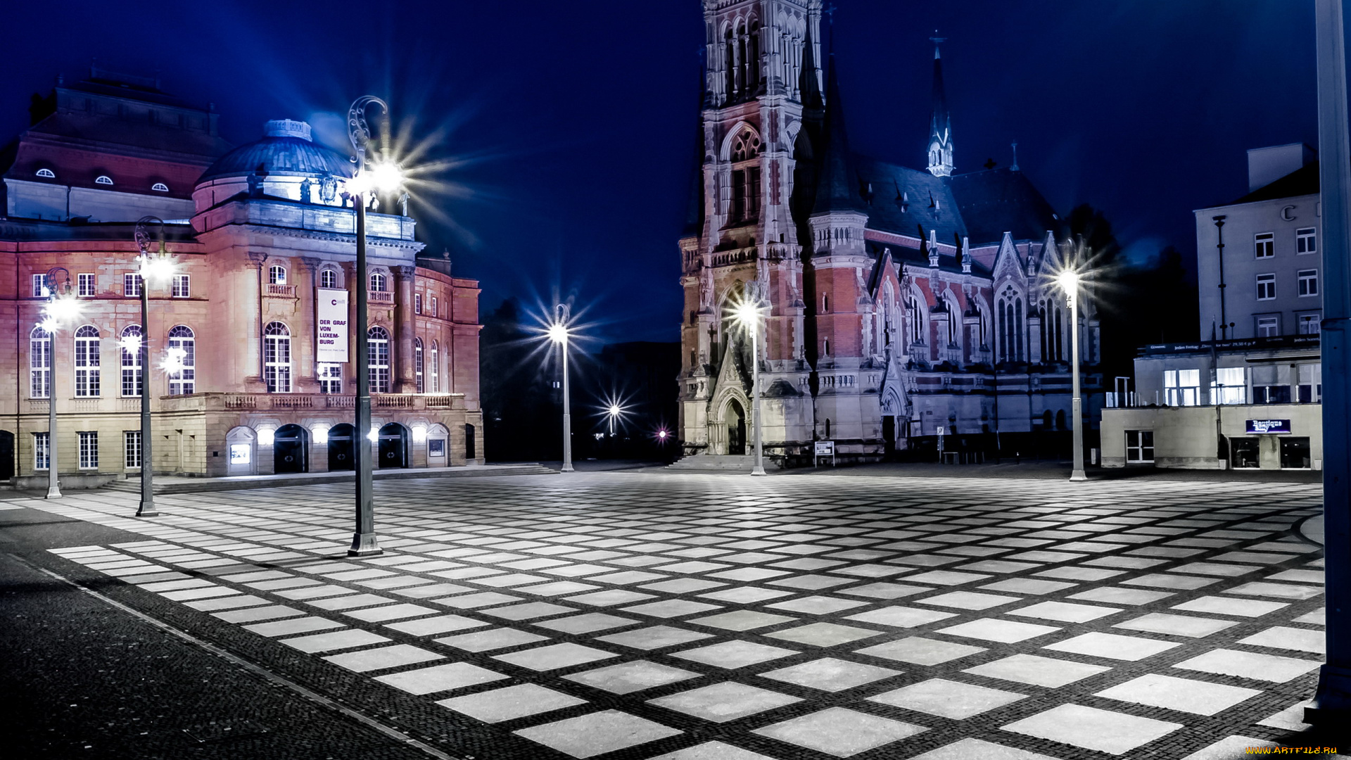 chemnitz, germany, города, -, огни, ночного, города