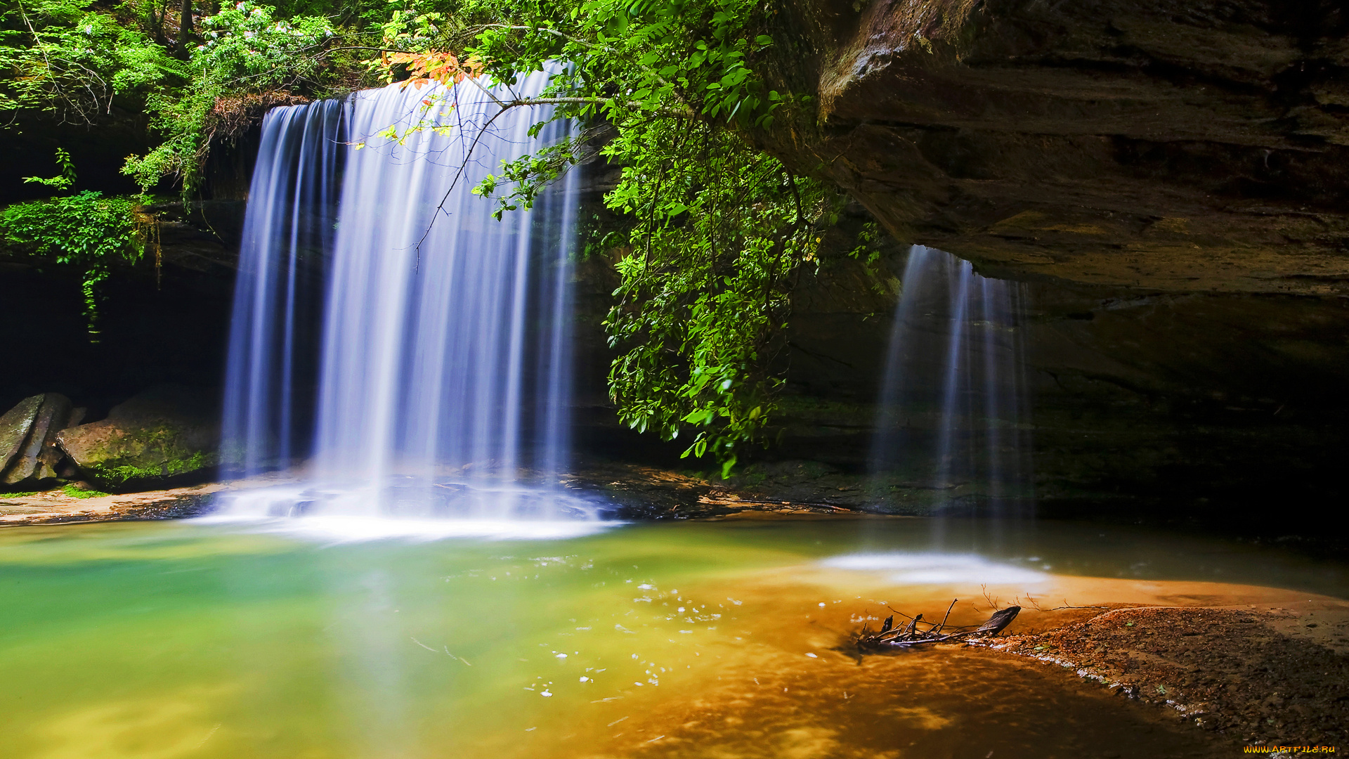 beautiful, falls, природа, водопады, скалы, река, водопад