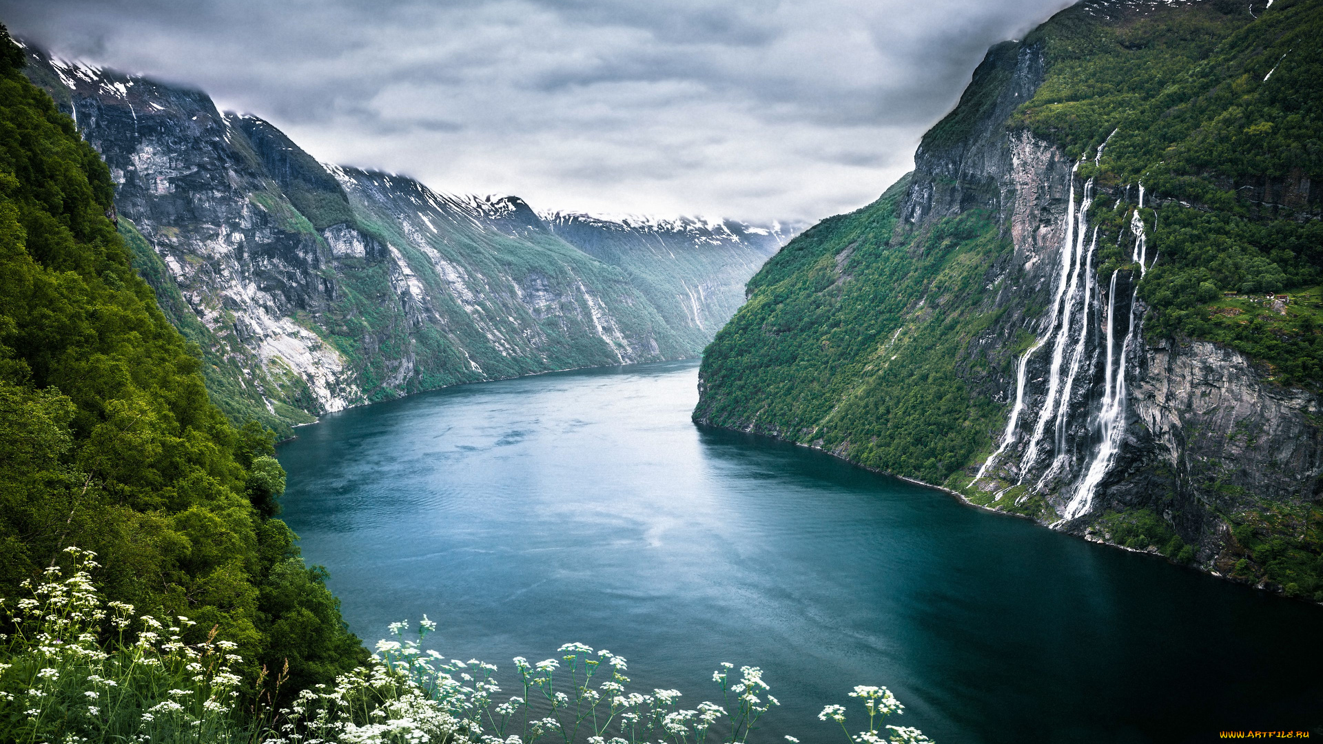 geirangerfjorden, norway, природа, реки, озера, норвегия, фьорд, горы, вода, водопад, цветы
