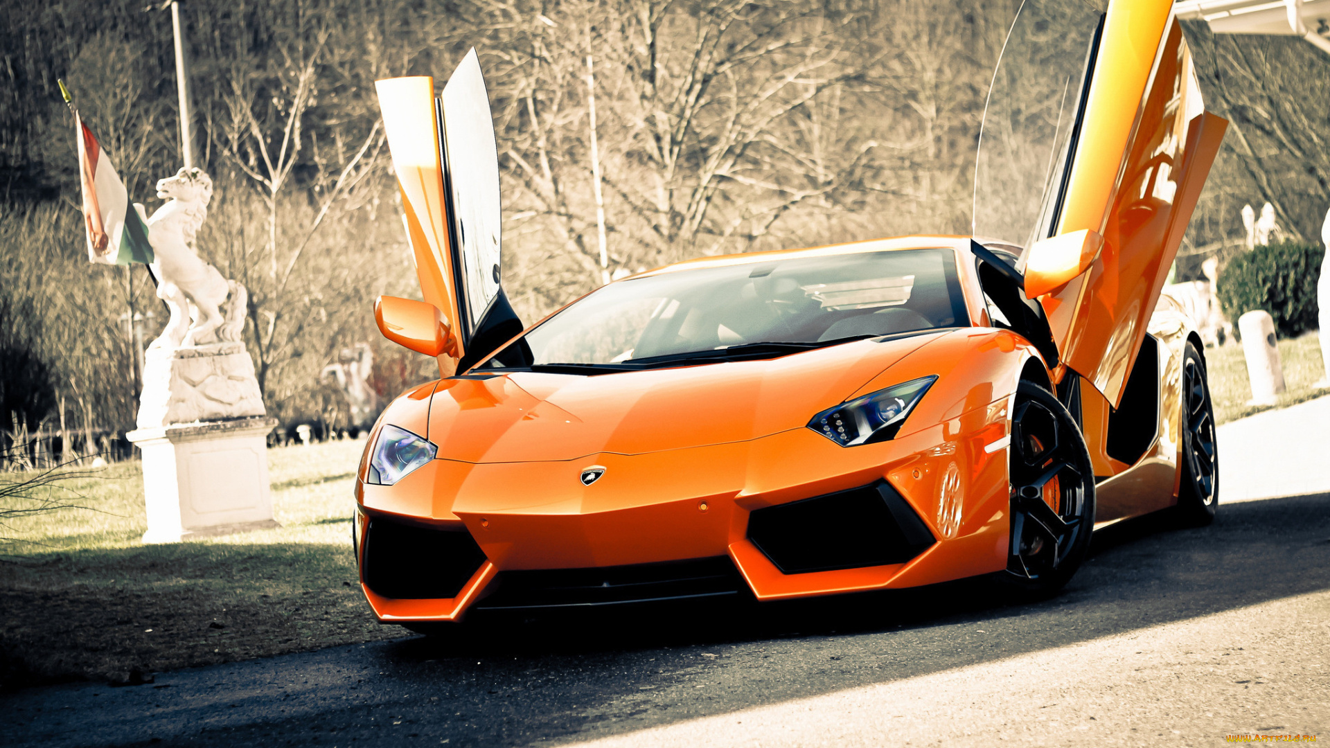 lamborgini, aventador, автомобили, lamborghini, оранжевый