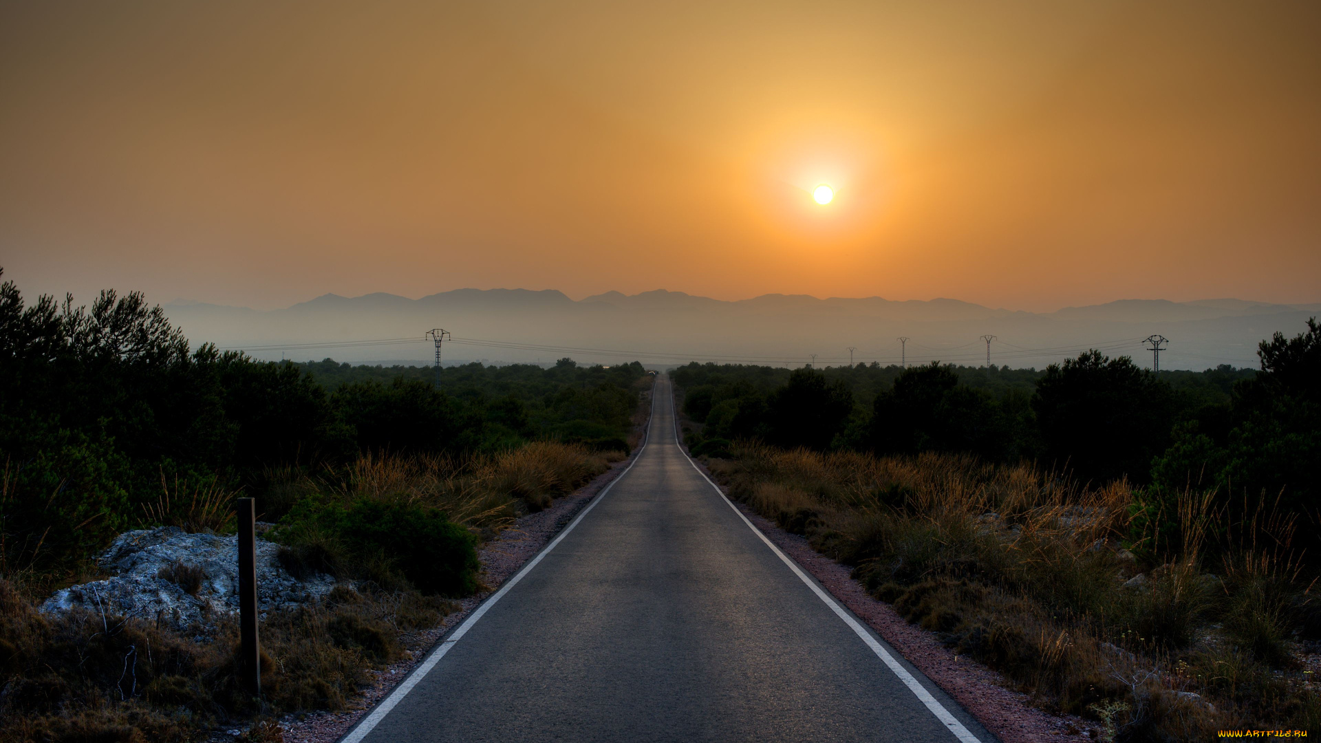 природа, дороги, santa, pola, закат, испания, spain