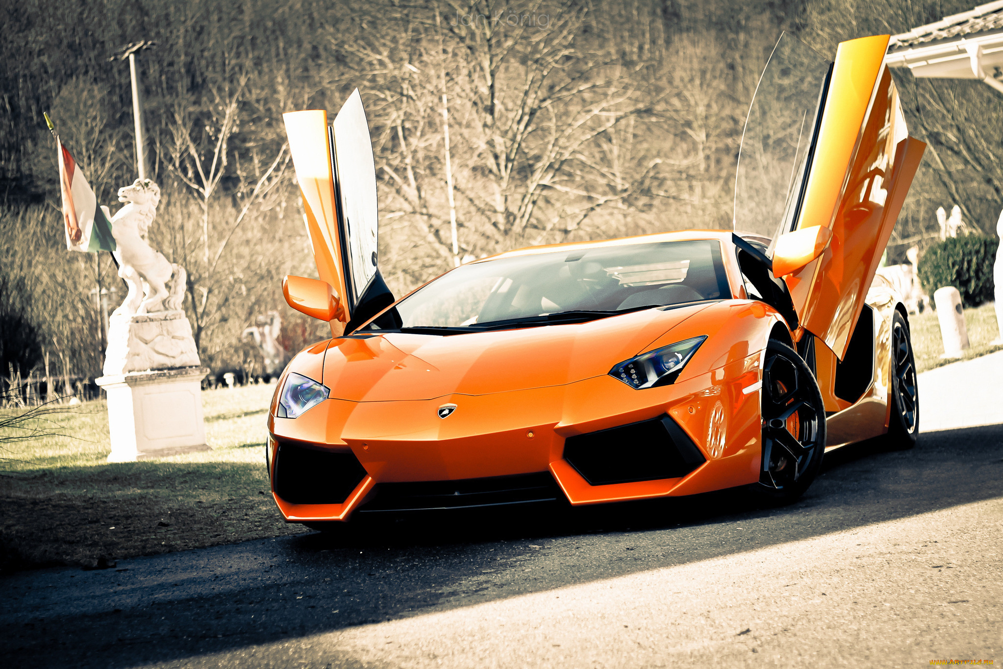 lamborgini, aventador, автомобили, lamborghini, оранжевый