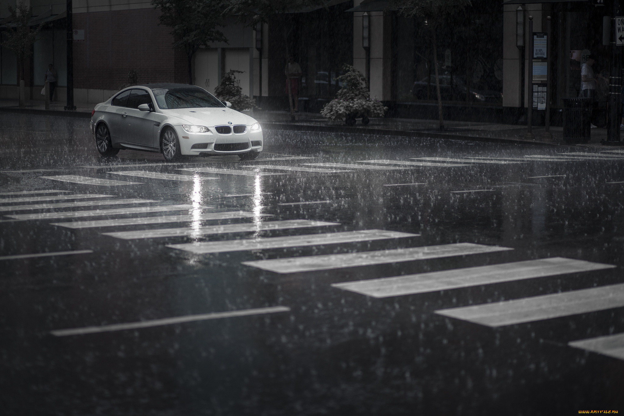 bmw, m3, автомобили, тротуар, дождь