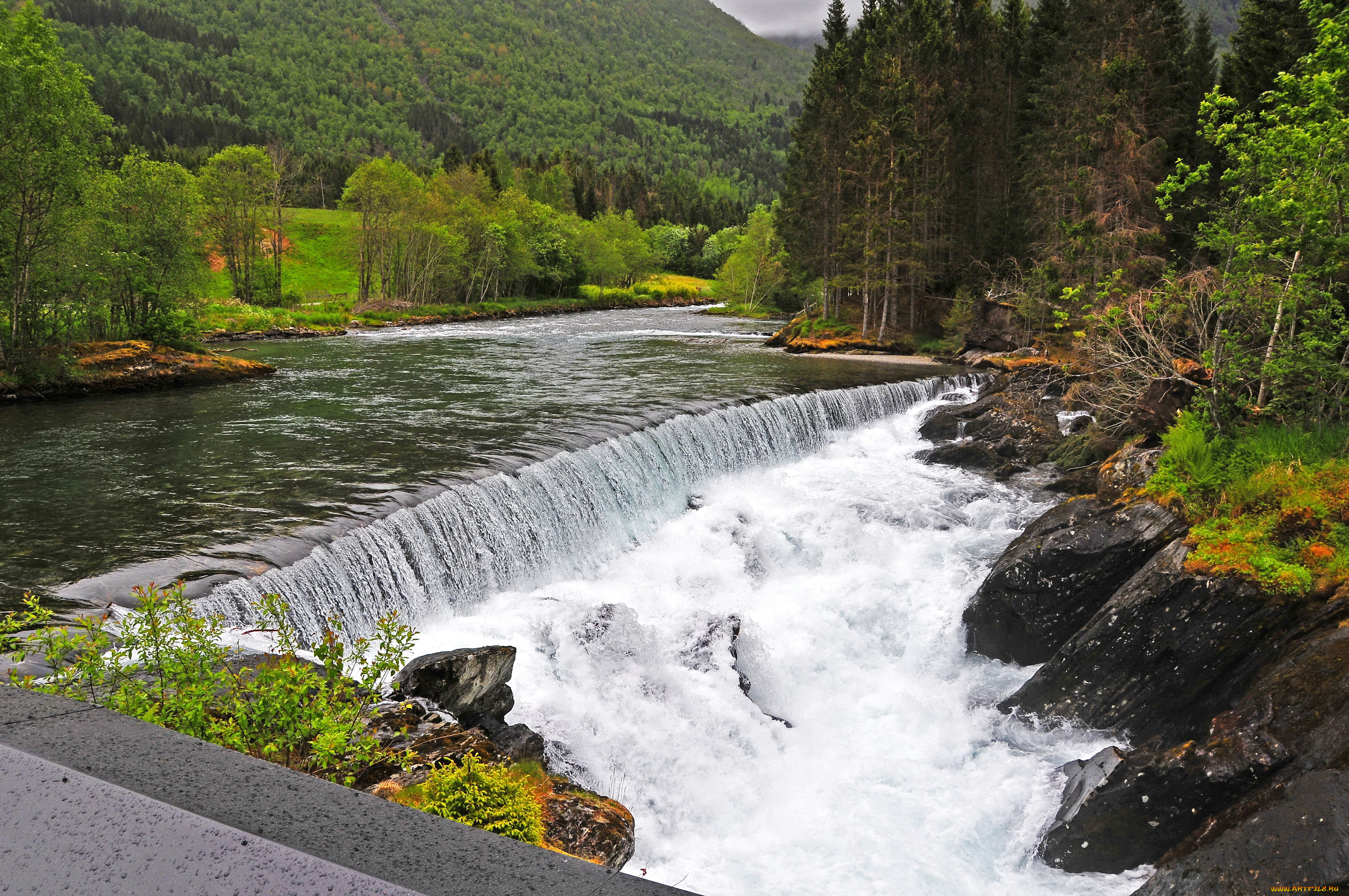 норвегия, loen, природа, водопады, водопад, река