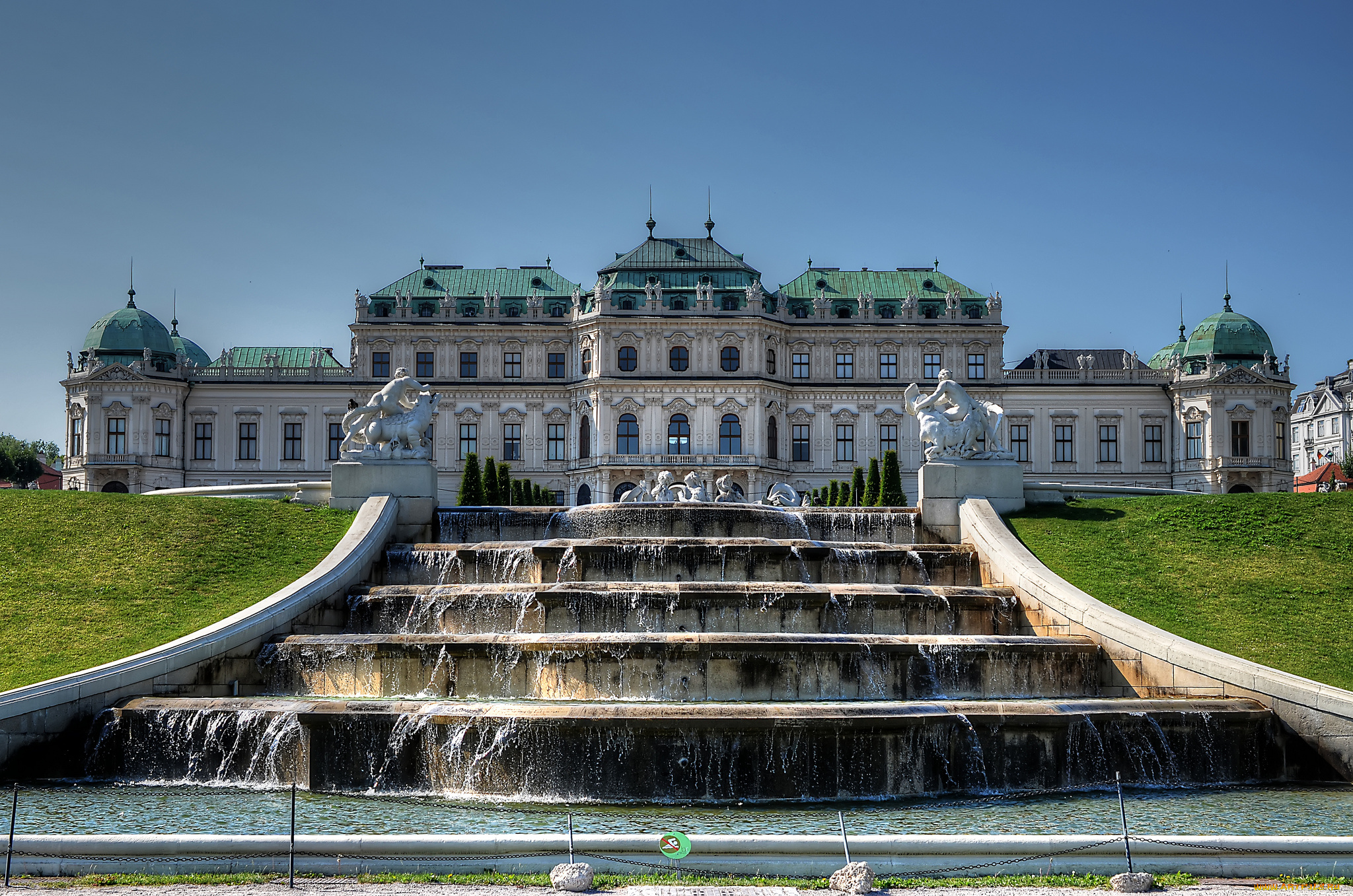 belvedere, palace, vienna, austria, города, вена, австрия, скульптуры, фонтан, бельведер, дворец