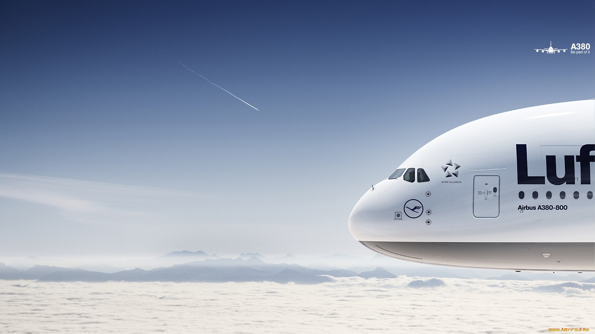 авиация, 3д, рисованые, v-graphic, небо, самолет, аэробус, полет, облака
