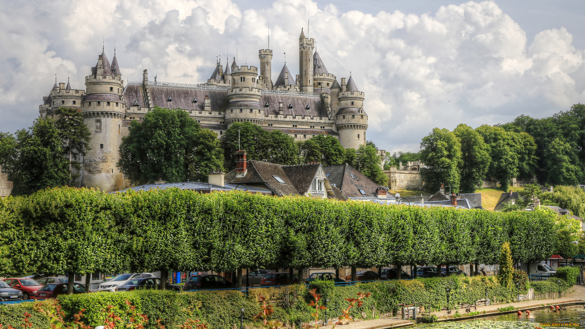 chateau, de, pierrefonds, , france, города, замки, франции, парк, замок, река